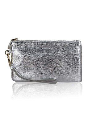 Genuine Italian Leather Wristlet Clutch RFID Blocking Card Slots Detachable